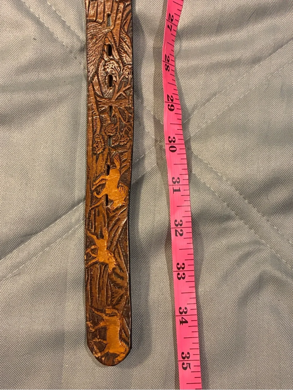 Wrangler Tooled Brown Leather Belt with Silver Horse Buckle